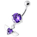 Jeweled Flying Heart Silver Belly Bar - Monster Piercing