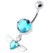 Jeweled Flying Heart Silver Belly Bar - Monster Piercing