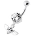 Jeweled Flying Heart Silver Belly Bar - Monster Piercing