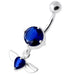 Jeweled Flying Heart Silver Belly Bar - Monster Piercing