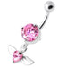 Jeweled Flying Heart Silver Belly Bar - Monster Piercing