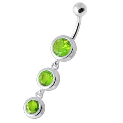 Basel Setting Tri Round Jeweled Belly Banana - Monster Piercing