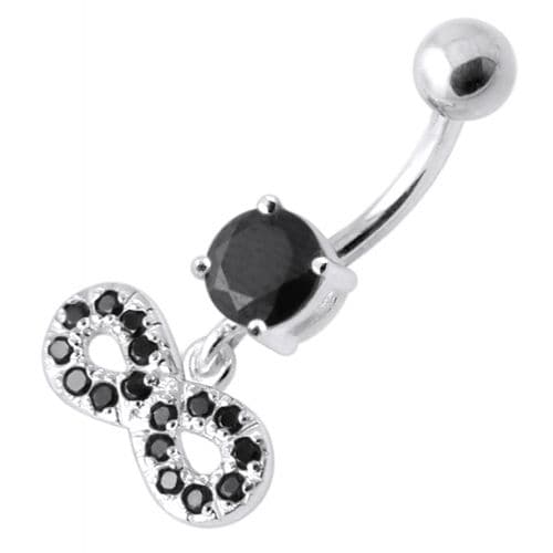 Infinity Sign Jeweled Navel Belly Ring - Monster Piercing