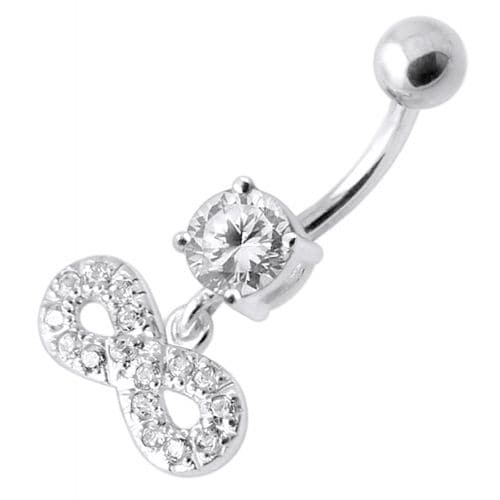 Infinity Sign Jeweled Navel Belly Ring - Monster Piercing