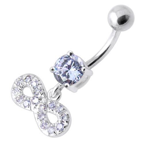 Infinity Sign Jeweled Navel Belly Ring - Monster Piercing