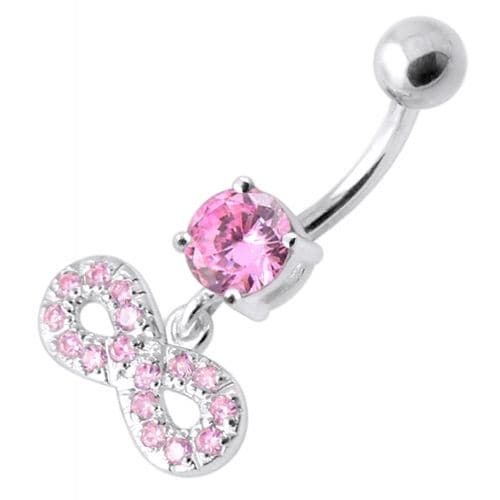 Infinity Sign Jeweled Navel Belly Ring - Monster Piercing