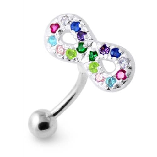 Jeweled Infinity Reverse Banana belly Ring - Monster Piercing