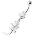 Tri Gems with tail Dangling Silver Belly Ring - Monster Piercing