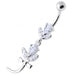 Tri Gems with tail Dangling Silver Belly Ring - Monster Piercing