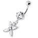 Jeweled Flower Dangling Navel belly bar - Monster Piercing