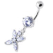 Jeweled Flower Dangling Navel belly bar - Monster Piercing