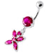 Jeweled Flower Dangling Navel belly bar - Monster Piercing