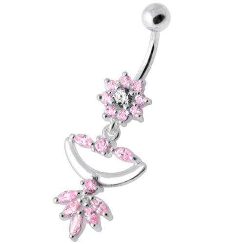 Flower Jeweled Chandelier Navel Ring - Monster Piercing