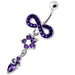 Jeweled Infinity Flower Dangling Navel belly bar - Monster Piercing