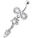 Jeweled Infinity Flower Dangling Navel belly bar - Monster Piercing