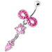 Jeweled Infinity Flower Dangling Navel belly bar - Monster Piercing