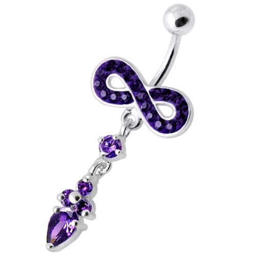 Jeweled Infinity Dangling Navel belly bar - Monster Piercing