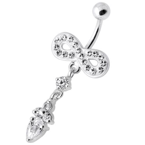 Jeweled Infinity Dangling Navel belly bar - Monster Piercing