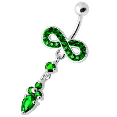 Jeweled Infinity Dangling Navel belly bar - Monster Piercing