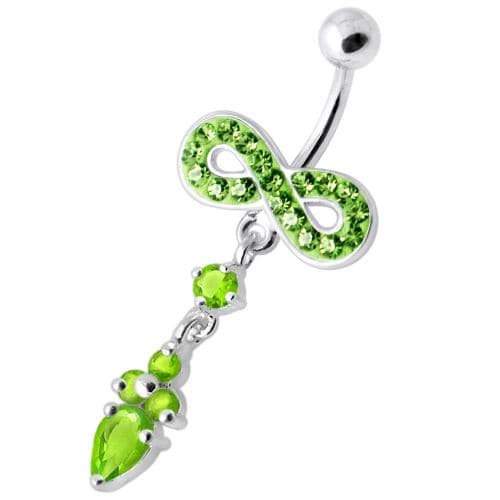 Jeweled Infinity Dangling Navel belly bar - Monster Piercing