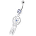 Jeweled Dream Catcher Silver Navel Ring - Monster Piercing