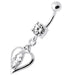 Center Jeweled Heart Silver Navel Ring - Monster Piercing