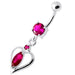 Center Jeweled Heart Silver Navel Ring - Monster Piercing