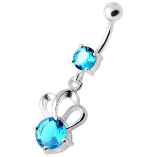 Single Jewel Bow Silver Navel Banana - Monster Piercing