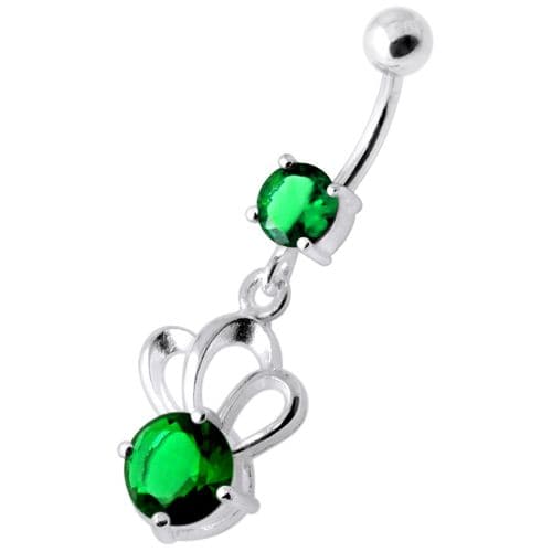 Single Jewel Bow Silver Navel Banana - Monster Piercing