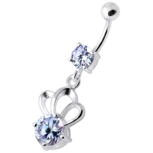 Single Jewel Bow Silver Navel Banana - Monster Piercing