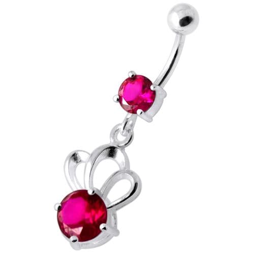 Single Jewel Bow Silver Navel Banana - Monster Piercing