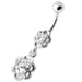 Dangling Single Jeweled Flower Navel Belly Bar - Monster Piercing