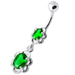 Dangling Single Jeweled Flower Navel Belly Bar - Monster Piercing