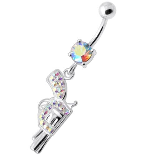 Multi Jeweled Dangling Gun Navel bar - Monster Piercing