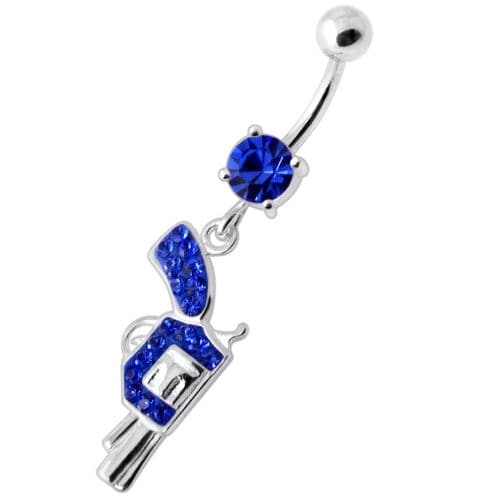 Multi Jeweled Dangling Gun Navel bar - Monster Piercing