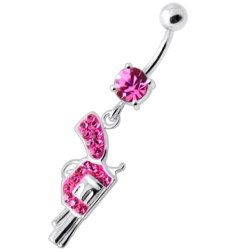 Multi Jeweled Dangling Gun Navel bar - Monster Piercing