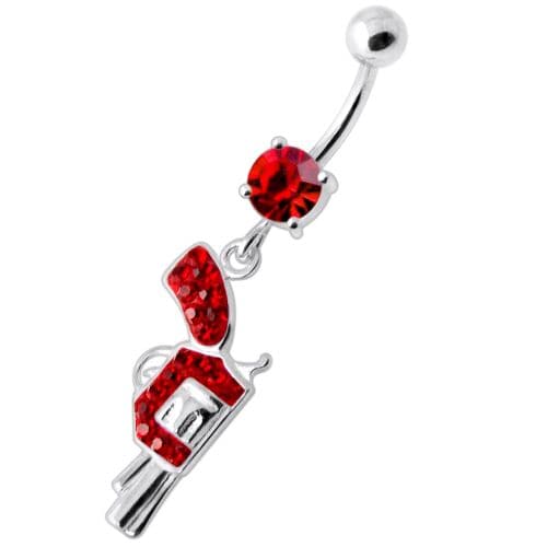 Multi Jeweled Dangling Gun Navel bar - Monster Piercing