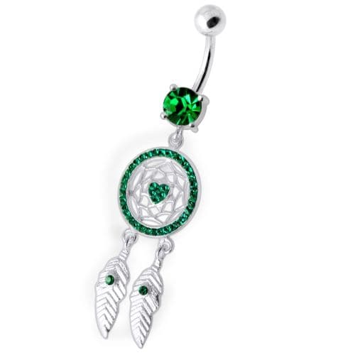 Dream Catcher Silver Belly Bar - Monster Piercing