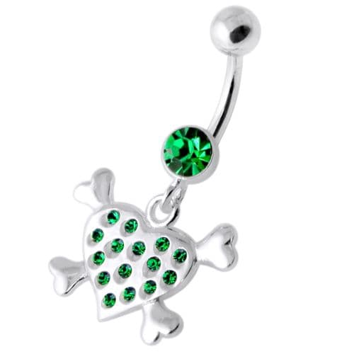 Multi Jeweled Heart Silver Navel Belly Banana - Monster Piercing