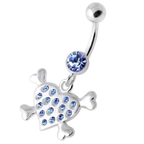 Multi Jeweled Heart Silver Navel Belly Banana - Monster Piercing