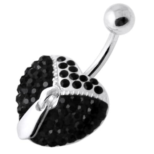 Dangling Zip Opened Heart Belly Ring - Monster Piercing