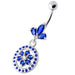 Flower in multi Jeweled Round Frame Navel Bar - Monster Piercing