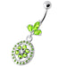 Flower in multi Jeweled Round Frame Navel Bar - Monster Piercing