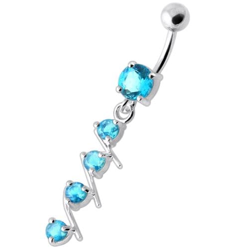 4 step Round Jeweled Dangling Navel Bar - Monster Piercing