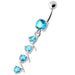 4 step Round Jeweled Dangling Navel Bar - Monster Piercing