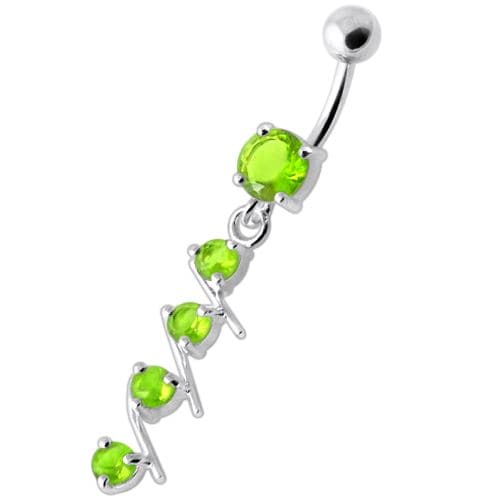 4 step Round Jeweled Dangling Navel Bar - Monster Piercing