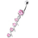 4 step Round Jeweled Dangling Navel Bar - Monster Piercing