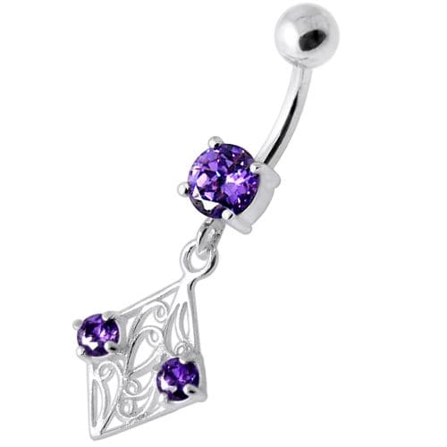 Fancy Jeweled Dangling Navel Bar - Monster Piercing