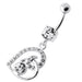 Multi Jeweled Heart Belly Bar - Monster Piercing