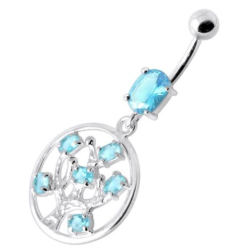 Jeweled Dangling Round Frame Belly Bar - Monster Piercing